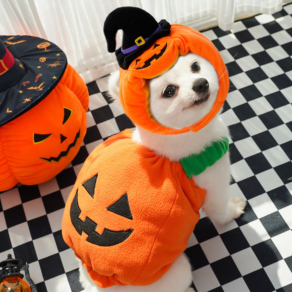 Halloween Pumpkin Vest For Dogs Cats Festive Pet Costume Harness Funny Thanksgiving Christmas Apparel For Small Animals Clothing
