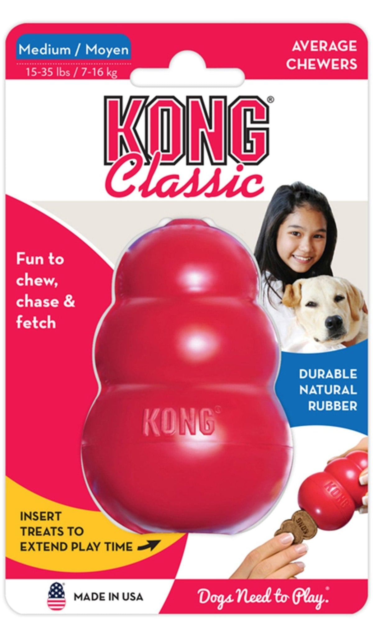 KONG Classic Dog Toy | Interactive Treat & Enrichment Toy